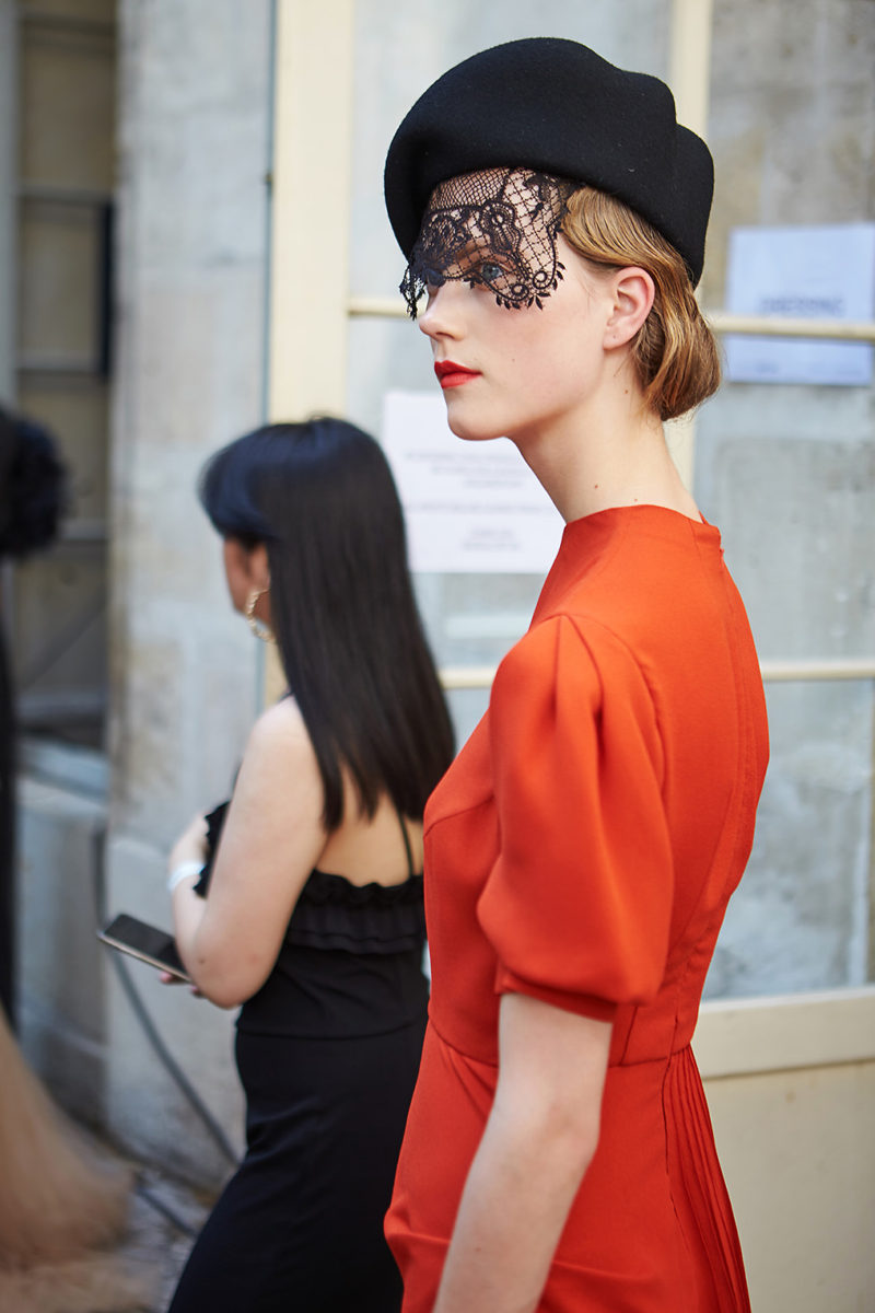 Ulyana Sergeenko backstage Haute Couture Paris